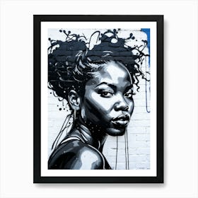 Graffiti Mural Of Beautiful Black Woman 229 Art Print