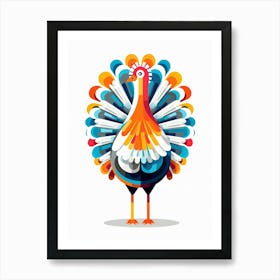 Colourful Geometric Bird Turkey 1 Art Print