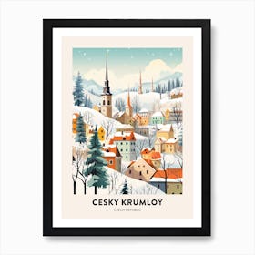 Vintage Winter Travel Poster Cesky Krumloy Czechia 4 Art Print