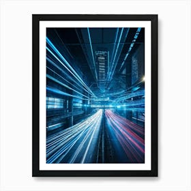 A Dynamic Scene Encapsulating The Essence Of Cybersecurity And Telecommunications Featuring A High Art Print