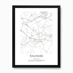 Enschede,Netherlands Minimalist Map Art Print