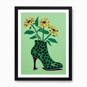 Blossom Stride: Woman's Shoe Garden Art Print