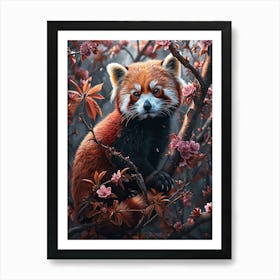 Red Panda In Blossoms Art Print