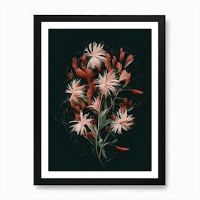 Flowers On A Black Background 12 Art Print