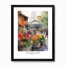 Columbia Road London Watercolour Travel Poster 2 Art Print