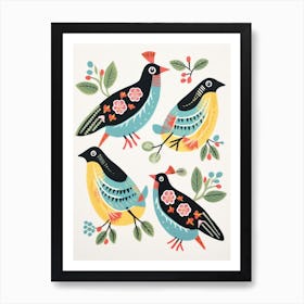 Folk Style Bird Painting Kiwi 2 Art Print