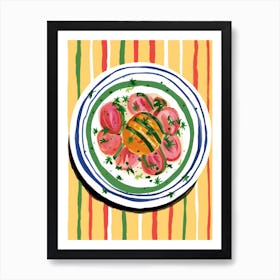 A Plate Of Polenta, Top View Food Illustration 4 Art Print