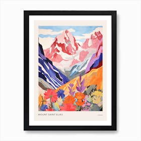 Mount Saint Elias Canada 3 Colourful Mountain Illustration Poster Art Print