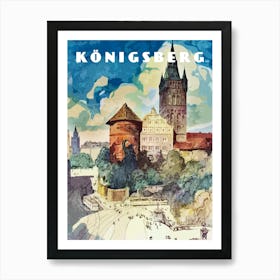 Konigsberg, Prussia, Germany — Retro travel minimalist art poster 1 Art Print