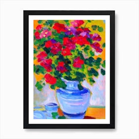 Geranium Floral Abstract Block Colour Flower Art Print