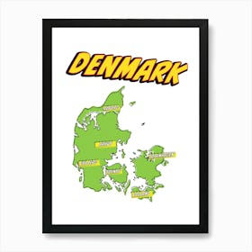 Denmark Pop Art Map 1 Art Print