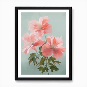 Poinsettia Flowers Acrylic Painting In Pastel Colours 4 Art Print