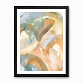 Ancient City Orange and Blue Abstract Painting Art Print