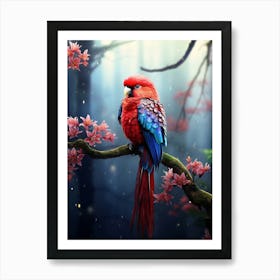 Aerial Flamenco: Crimson Rosella Print Art Print