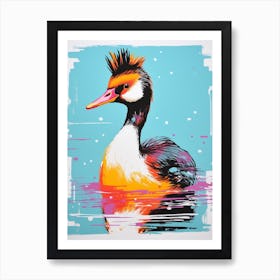 Andy Warhol Style Bird Grebe 2 Art Print