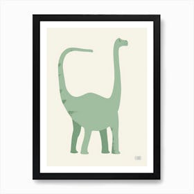 Pastel Mint Brachiosaurus Silhouette 3 Art Print