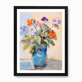 Flower Painting Fauvist Style Periwinkle 3 Art Print