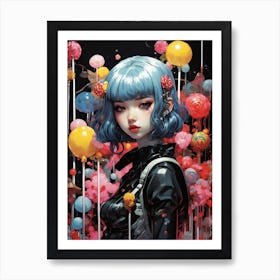 Cyberpunk Lollipop Girl Art Print