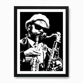 Rahsaan Roland Kirk American Jazz Multi-Instrumentalist in Grayscale 2 Art Print