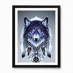 Wolf With Feathers Art Print