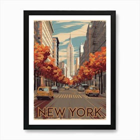 Autumn in New York, vintage-inspired illustration! Art Print