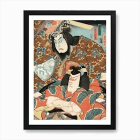 Fujiwara No Tokihira And Toneri Matsuōmaru From The Play Sugawara Denjū Tenarai Kagami By Utagawa Art Print