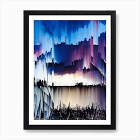 Abstract Glitch Sunset Painting 16 Art Print