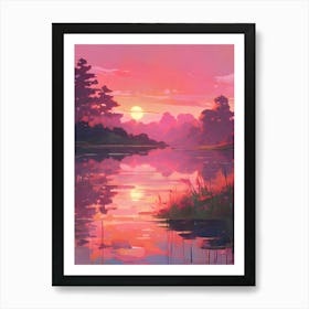 Sunset By The Lake Art Print