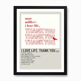 I Love Life, Thank You 2022 Poster 1 Art Print