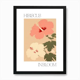 Hibiscus In Bloom Flowers Bold Illustration 3 Art Print