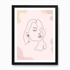 Pastel Minimal Woman Lineart Art Print