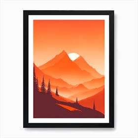 Misty Mountains Vertical Composition In Orange Tone 193 Art Print