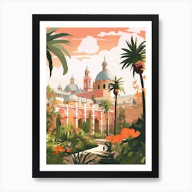 The Great Mosque Of Cordoba   Cordoba, Spain   Cute Botanical Illustration Travel 1 Art Print