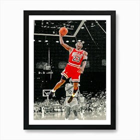 Michael Jordan Of The Chicago Bulls Goes For A Dunk Against The Los Angeles Lakers Art Print