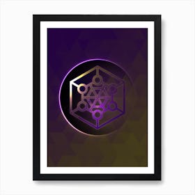 Geometric Neon Glyph on Jewel Tone Triangle Pattern 437 Art Print