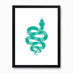 Large Snake Stripes Mint Art Print