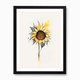 Sunflower Symbol Minimal Watercolour Poster