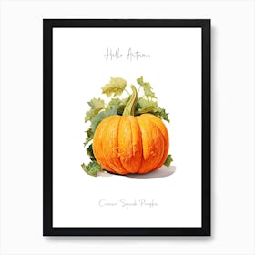 Hello Autumn Carnival Squash Pumpkin Watercolour Illustration 1 Art Print