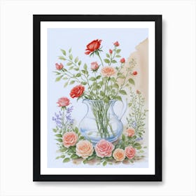 Roses In A Vase 3 Art Print