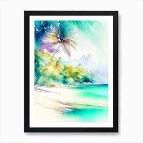 Muri Beach Cook Islands Watercolour Pastel Tropical Destination Art Print