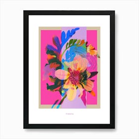 Cineraria 4 Neon Flower Collage Poster Art Print