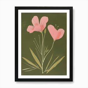 Pink & Green Peacock Flower 2 Art Print