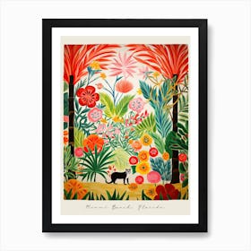 Poster Of Miami Beach, Florida, Matisse And Rousseau Style 2 Art Print