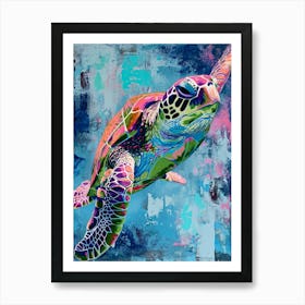 Colourful Textured Painting Of A Sea Turtle 5 Art Print