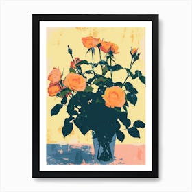 Rose Flowers On A Table   Contemporary Illustration 2 Art Print