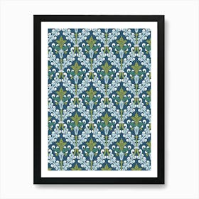 Enhanced Vintage Late Medieval Brocade Pattern Coquette Pastel Garden Art Print