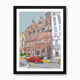 The Red Car In Glasgow Art Print