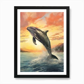 Hectors Dolphin At Sunset 1 Art Print