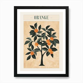 Orange Tree Minimal Japandi Illustration 2 Poster Art Print