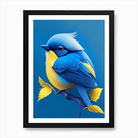 Blue Bird On A Branch 2 Art Print